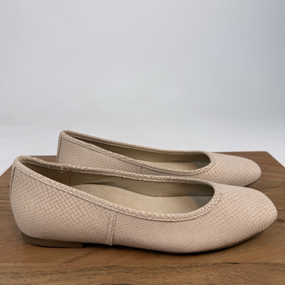 New Womens Vionic Orinda Square Toe Flat Rose Leather Shoes Size 8 M